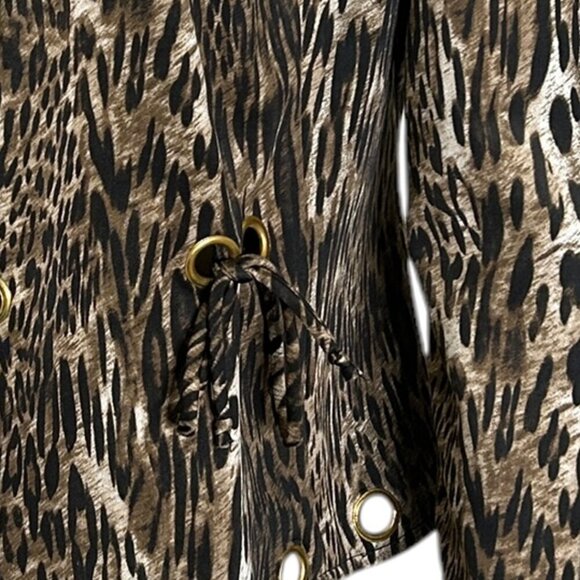 Joseph Ribkoff Leopard Jacket Sz 4 | Cropped Rivet Tie Front Blazer Punk Edgy - Picture 6 of 8